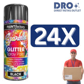 24X - Paint Factory Black Glitter Spray Paint 200ml